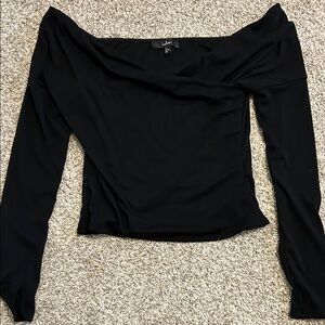 Lulu's Black Off-Shoulder Long Sleeve Top
